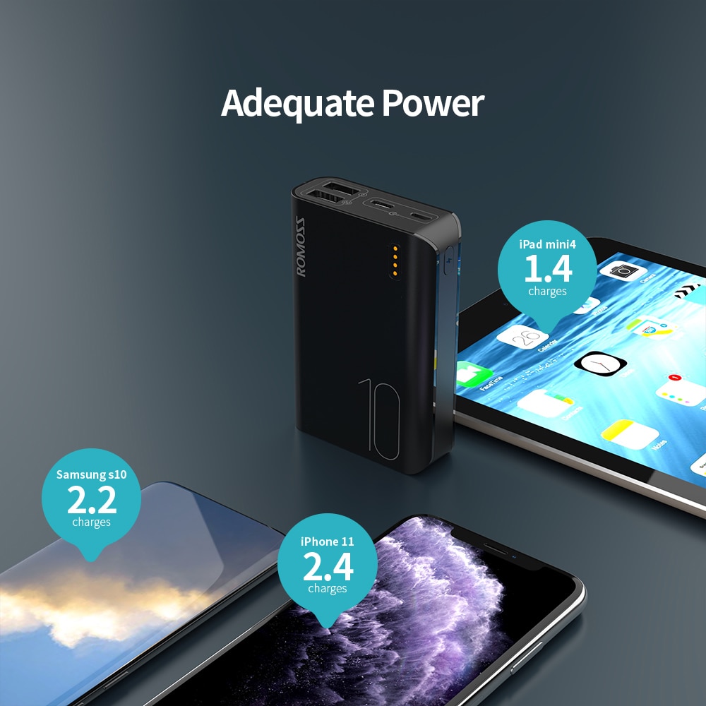 ROMOSS Sense4mini Mini 10000mAh Power Bank Portable Powerbank 10000 mAh External Battery Charger For iPhone Xiaomi Huawei
