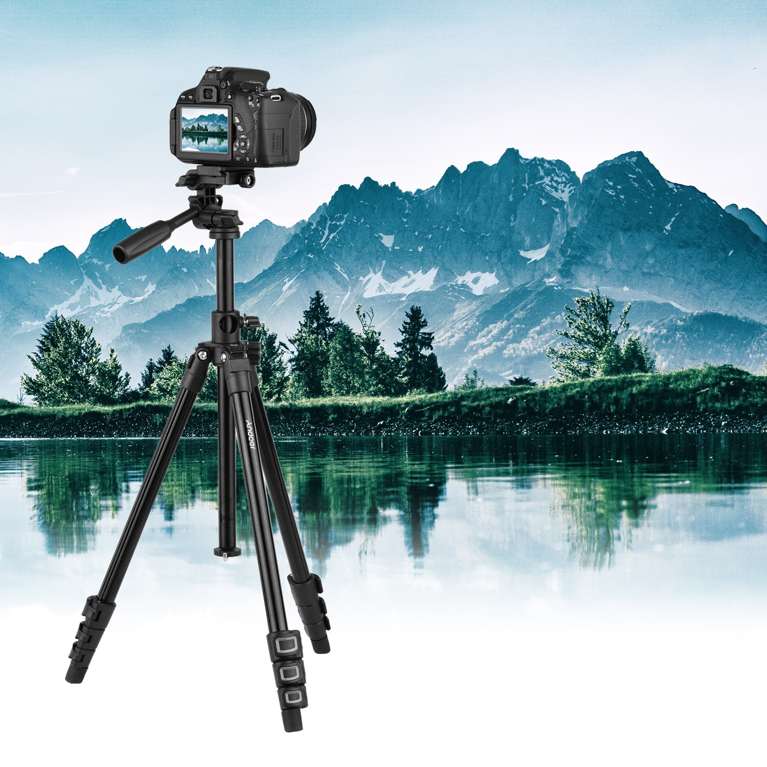 Andoer videostativ horisontellt fäste kraftig kamera med 3-- vägs panorering och tilthuvud för dslr-kameror videokameror miniprojektor