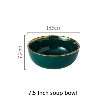 Prato de cerâmica verde dourado, prato verde para embalar alimentos, louças, tigela, sobremesa, louça de jantar: D.7 Inch bowl
