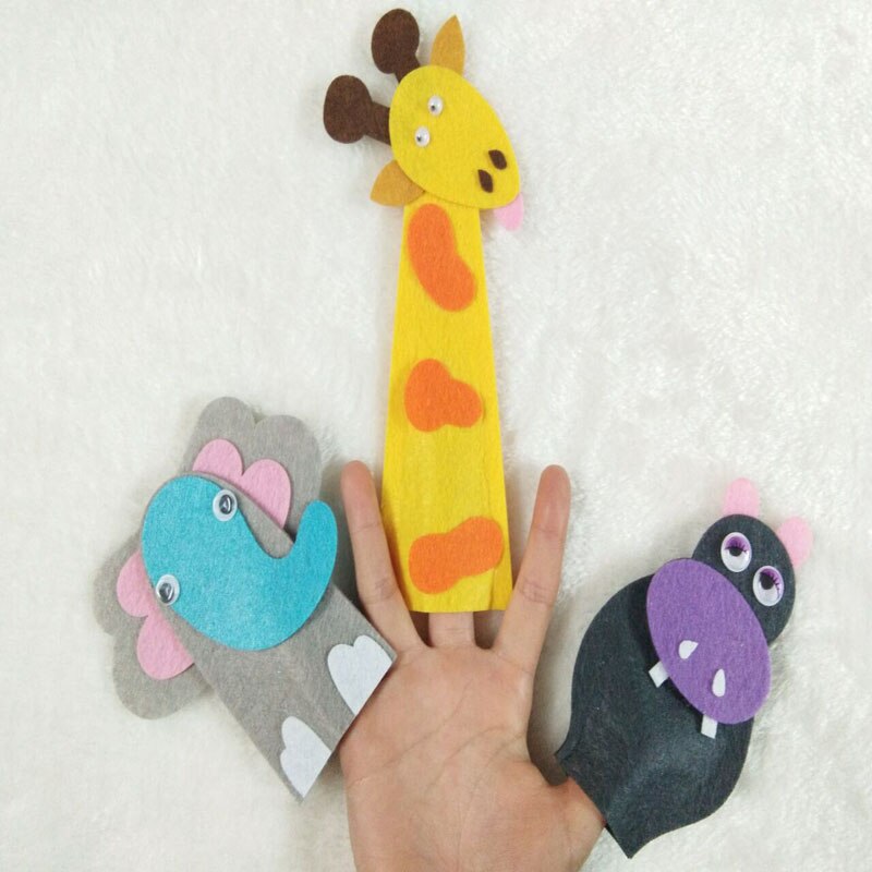 Smuk personlig filt dyr finger dukke diy ikke-vævet filt stof til dekoration kid undervisning læringsværktøj nøglering