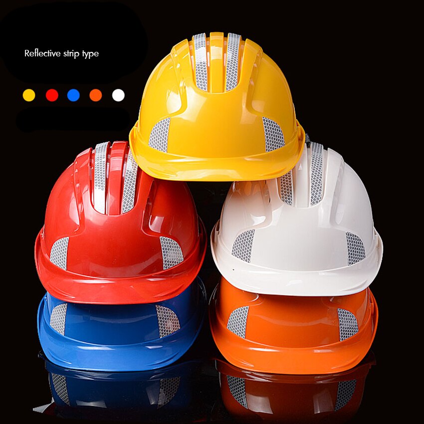 Reflective Strip Safety Helmet Cap Style Vented Hard Hat, 4-Point Ratchet Suspension, Protective Helmet for Construction Worker
