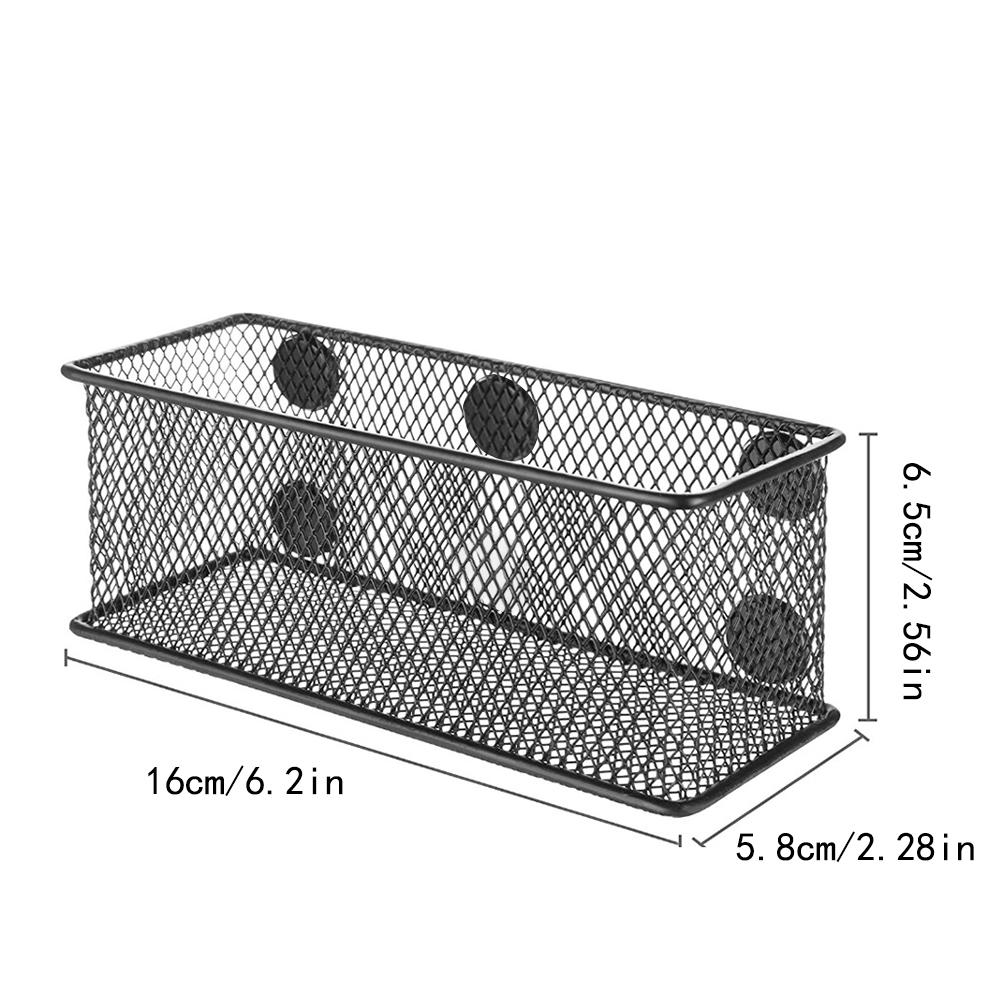 Iron Grid Fridge Magnetic Whiteboard Pen Holder Square Storage Basket Organizer