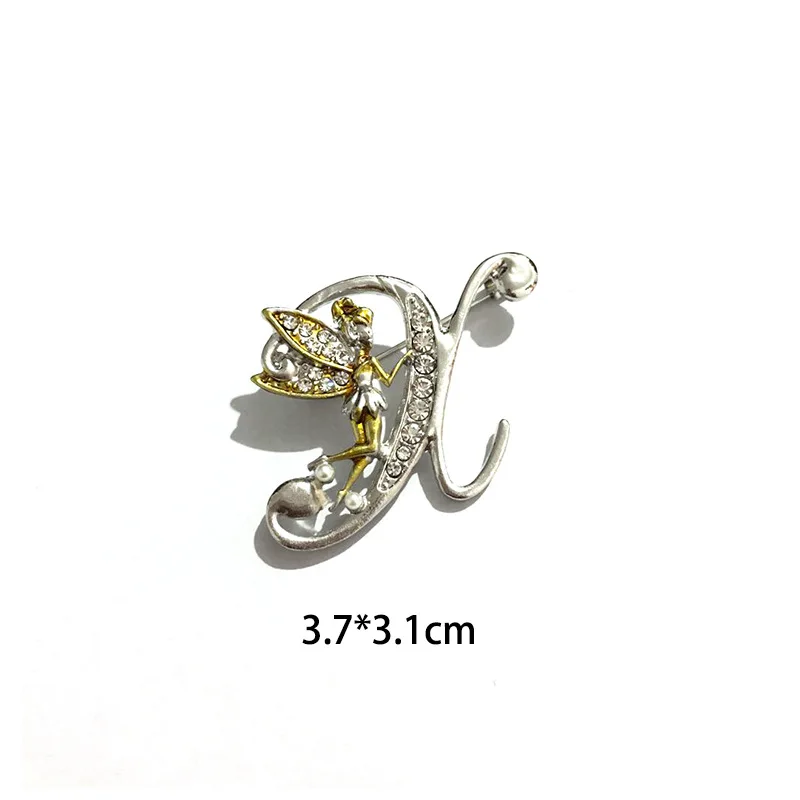 Broche de 26 letras de Ángel de cristal de lujo para mujeres y hombres, diamantes de imitación de A a Z, alfileres para Collar con iniciales de elfo, de , accesorios de joyería