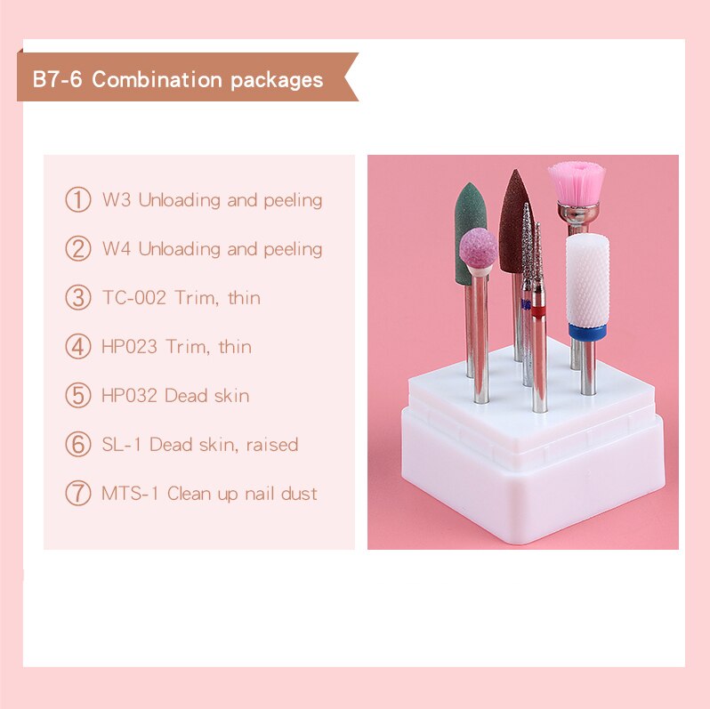 Nail Art Silver Grinding Head Tungsten Steel 7 Sets Diamond Grinding Head Nail Carving Polishing Head Nail Tools
