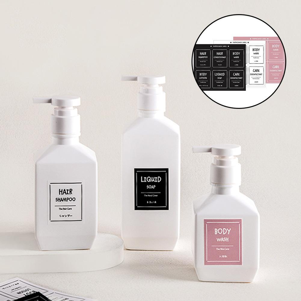 Soap Bottle Label Sticker Set Bathroom Shampoo Lotion Dispenser Labels Waterproof Self-adhesive Identification Sticker
