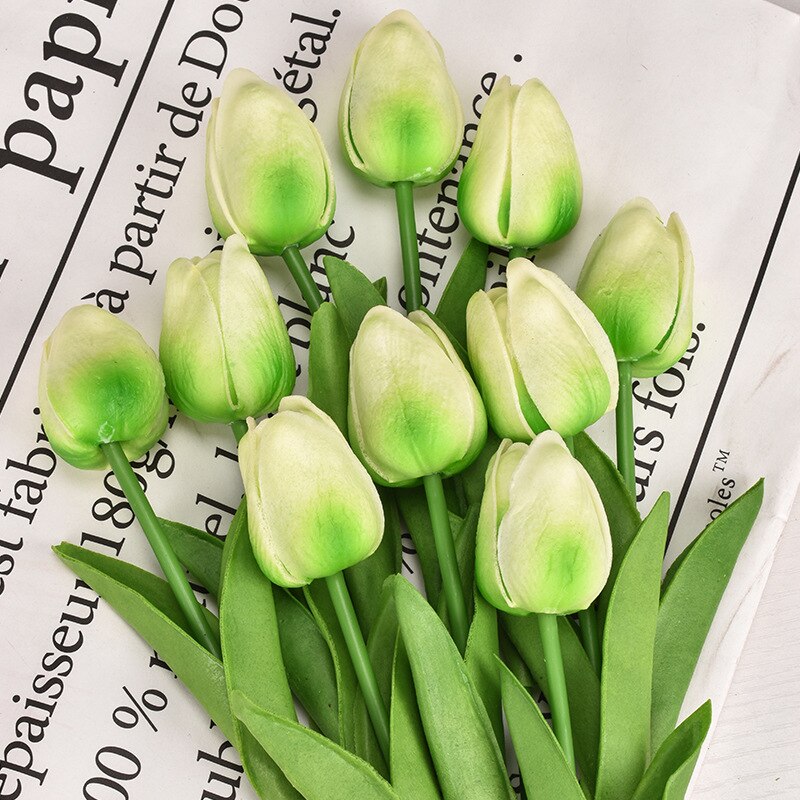 1PC 30cm Real Touch PU Tulips Artificial Flowers for Home Garden Bedroom Decoration flores artificiales para decoracion hogar: Light Green