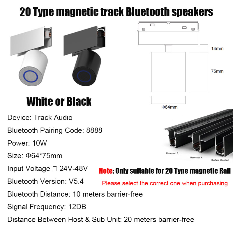 Modern Magnet Track Bluetooth Speaker Wireless Stereo Sound Box Bluetooth 5.3 Speakers 20 Type/Ultra-thin Magnetic Track Light: Blue / black