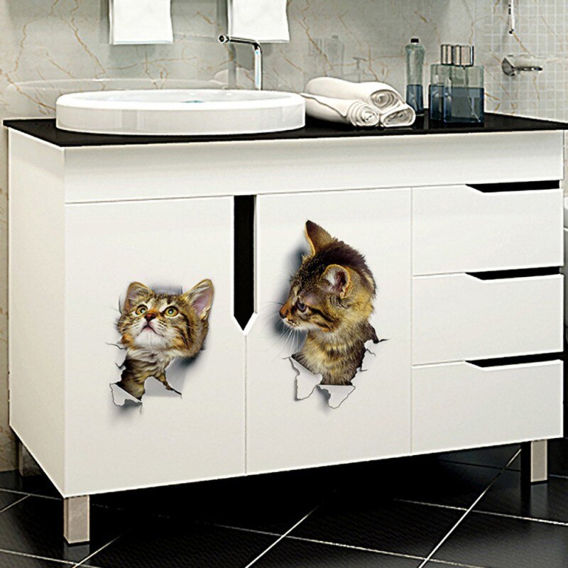 Leuke Katten Diy Wc Zelfklevende Sticker Home Decor Woonkamer Slaapkamer Muurstickers Koelkast Kabinet Venster Deco Muur arts