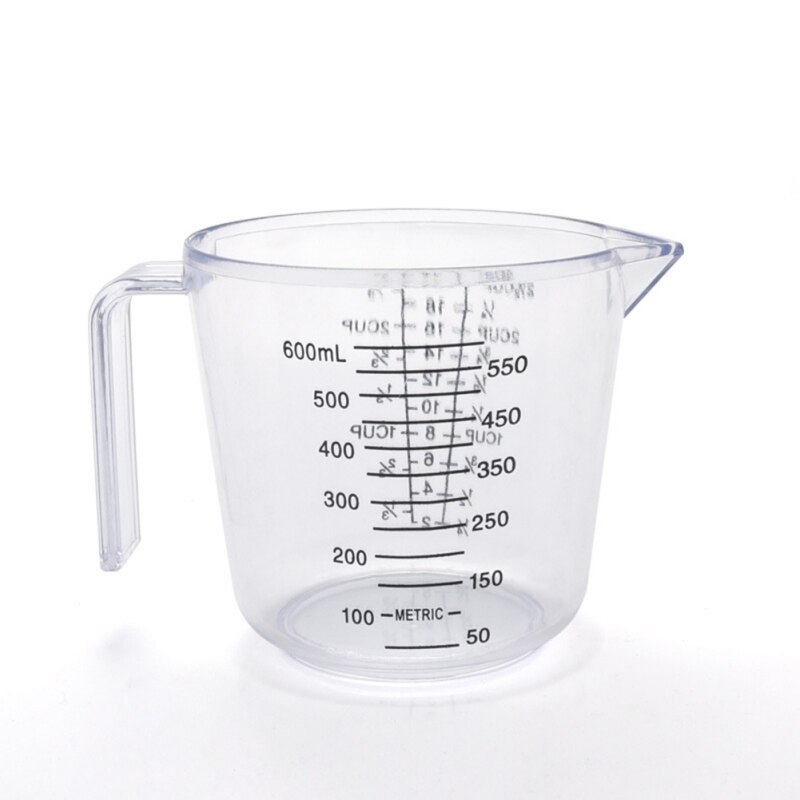 150/300/600ml Plastic Measuring Cup Clear Scale Show Transparent Mug Pour Spout Kitchen Measuring Device: transparent / 600ml