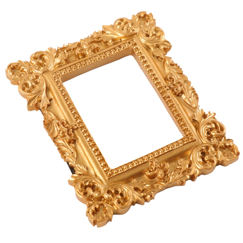 Retro Photo Frame Rectangle Resin Picture Frame Golden Mini Photo Frame Desktop Ornament Jewelry Display Frame For Bedroom