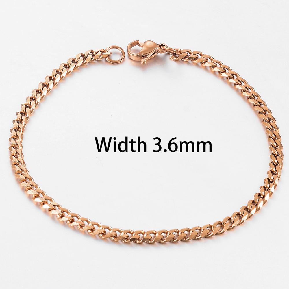 Stainless Steel Rose Gold Cuban Bracelet Men And Women Jewelry