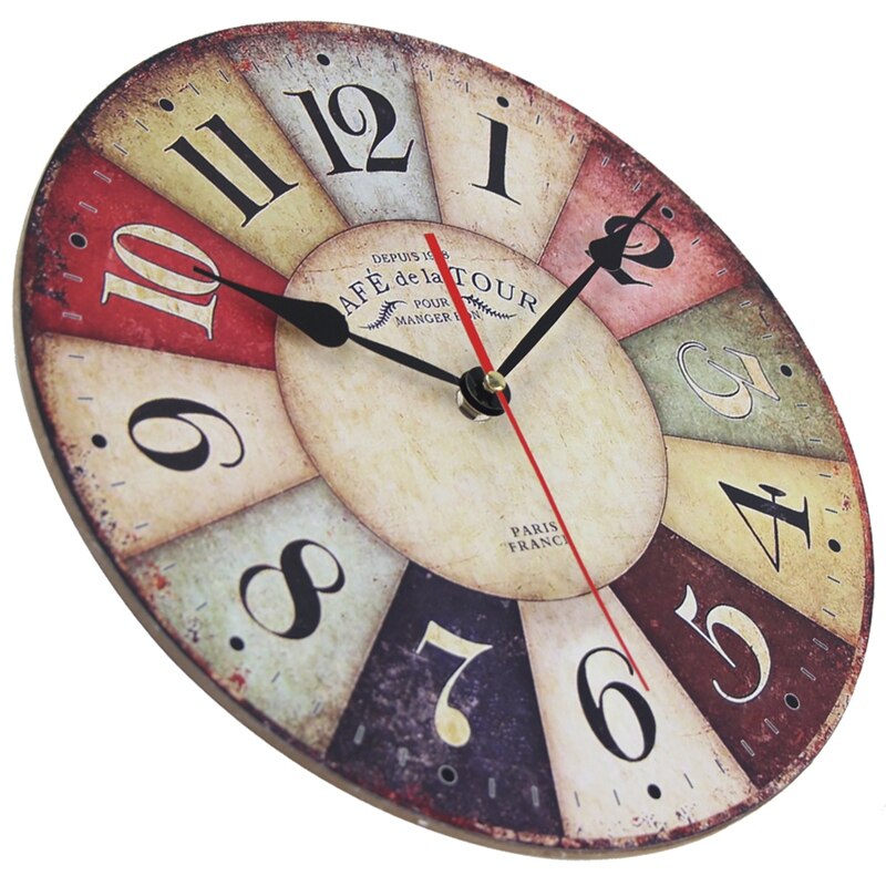Reloj de pared de madera Timelike moderno Vintage rústico Shabby Chic hogar Oficina café reloj grande artístico de decoración