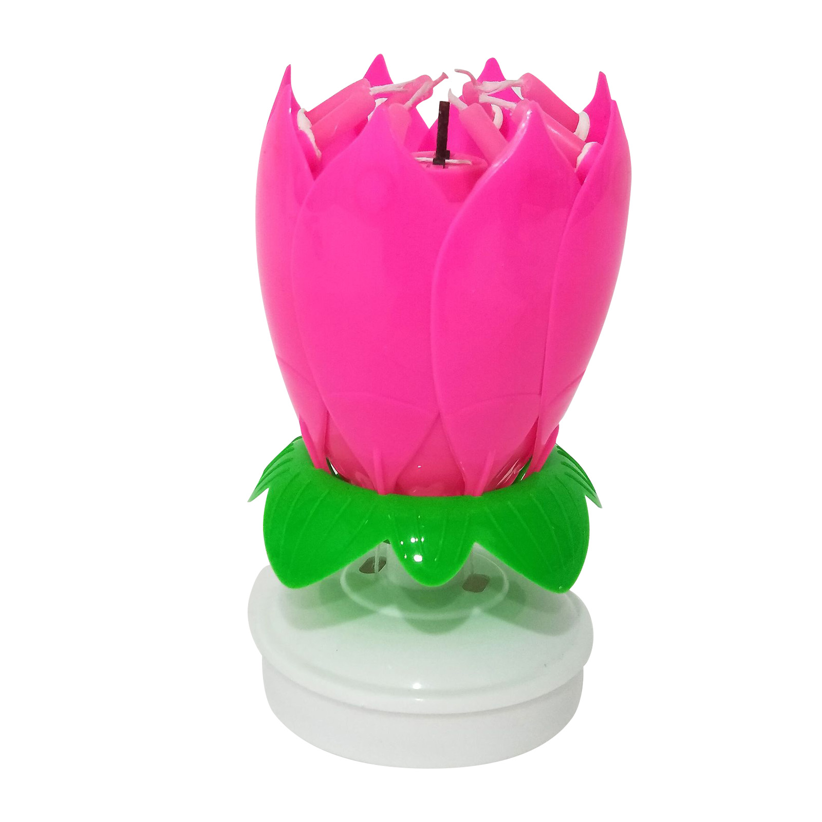 Vela Musical giratoria exquisita con forma de flor de loto, velas desechables, de de cumpleaños, pasteles para niños, decoraciones DIY,: Rosa