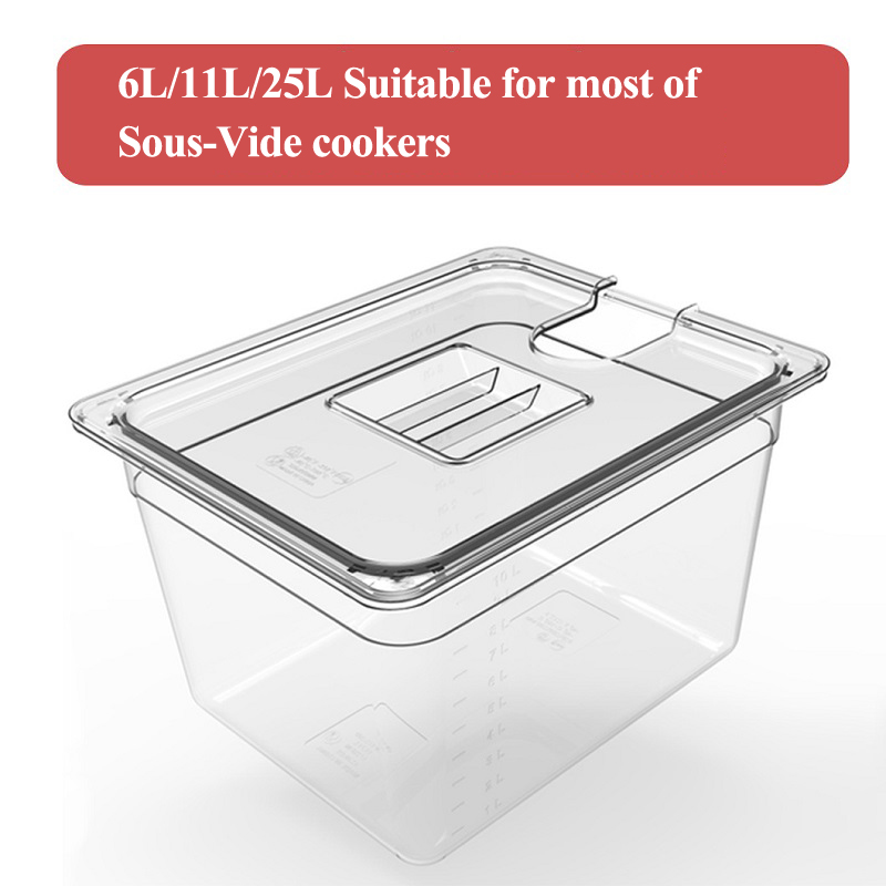 Sous Vide Fornuiscontainer Met twee Maten 6L of 11L Voor Dompelcirculatiepompen Sous-Vide Machine Food Grade PC Materiaal