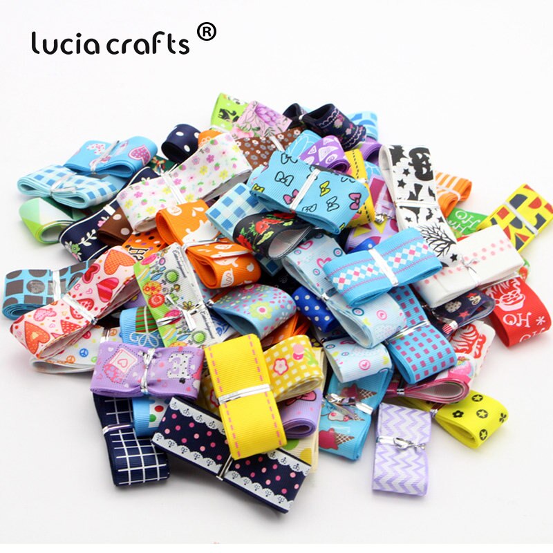 Lucia Ambachten 10 Yards/Lot Willekeurige Gemengde Gedrukt Grosgrain Linten Diy Handgemaakte Cadeau/Wikkelen/Haar Boog Satijn materialen T0202: Style 3 20-25mm