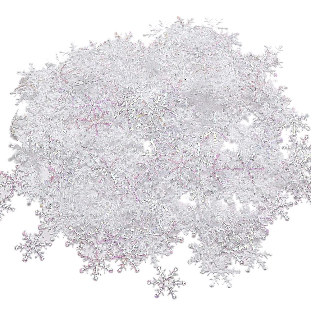2 Packs 600Pcs In Totaal Witte Sneeuwvlokken Kleurrijke Confetti Voor Kerst Bruiloft Verjaardag Party Decoratie Benodigdheden: Default Title