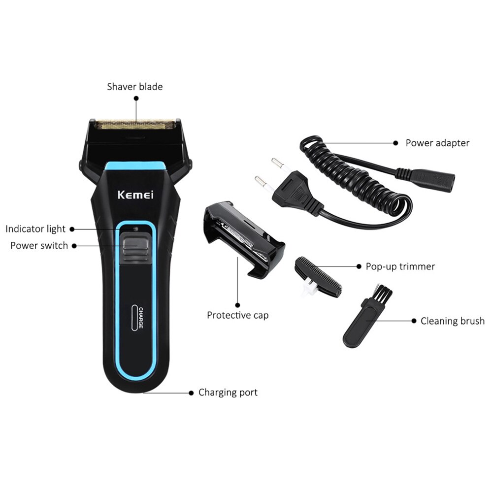 Rasoir électrique à Double lame, système de rasage alternatif, Rechargeable, , pour hommes, KM