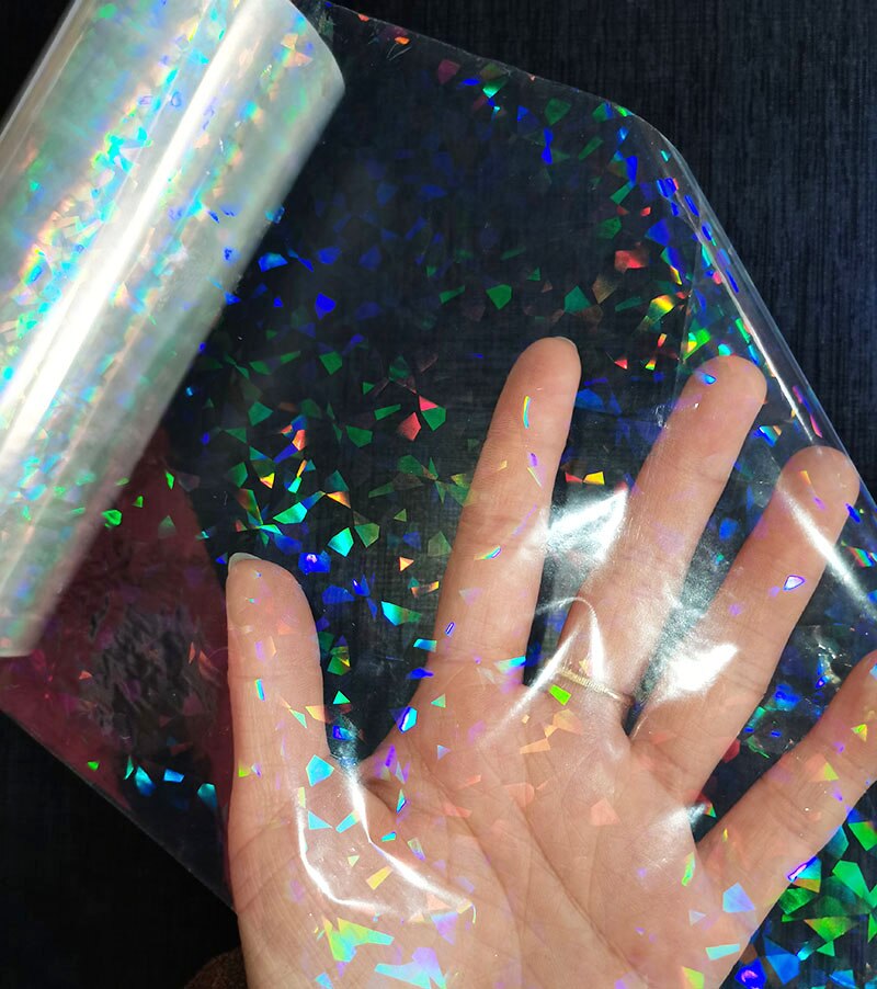 Holografisk folie transparent folie  y04 stempling til papir eller plast 16cm x120m knust glas