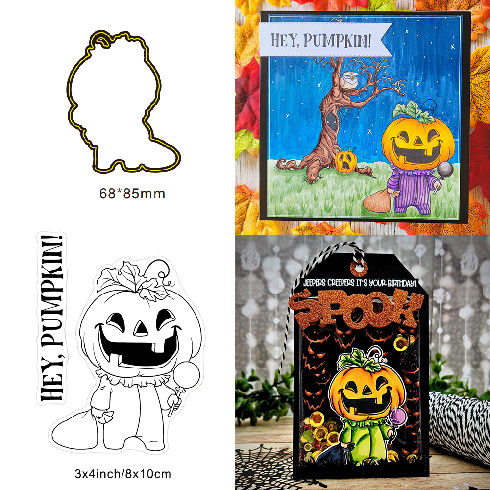 Söt häxräv glad halloween metallskärverktyg genomskinlig stämpel gör-det-själv scrapbooking silikonstämplar för kort album hantverk: M / Vinröd