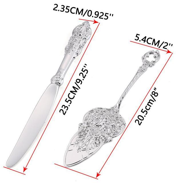 Konco Kuchenmesser- und Serverset, 2-teiliges goldenes Kuchenschneideutensilien, gravierter Kuchenschneider und Serverspatel für sterben Hochzeitsfeier
