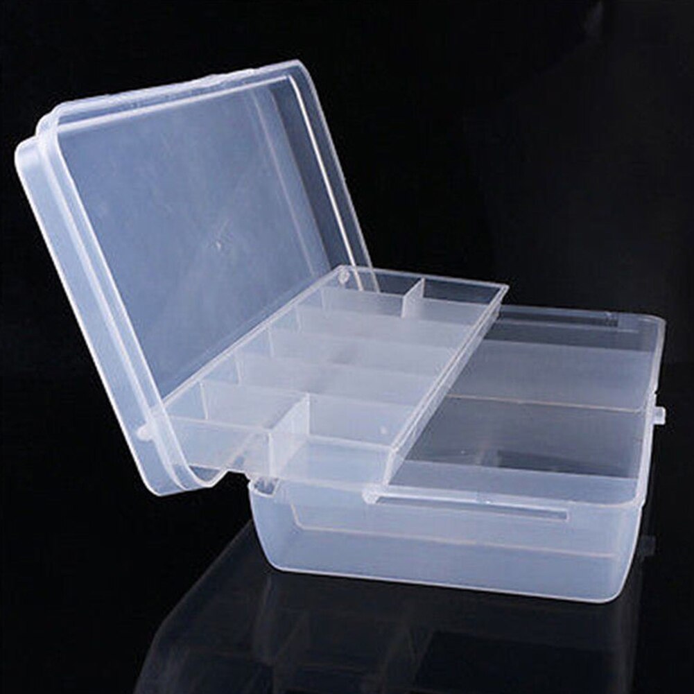 Plastic Tray Compartments Fishing Lure Tackle Box Two-Sided Storage Case