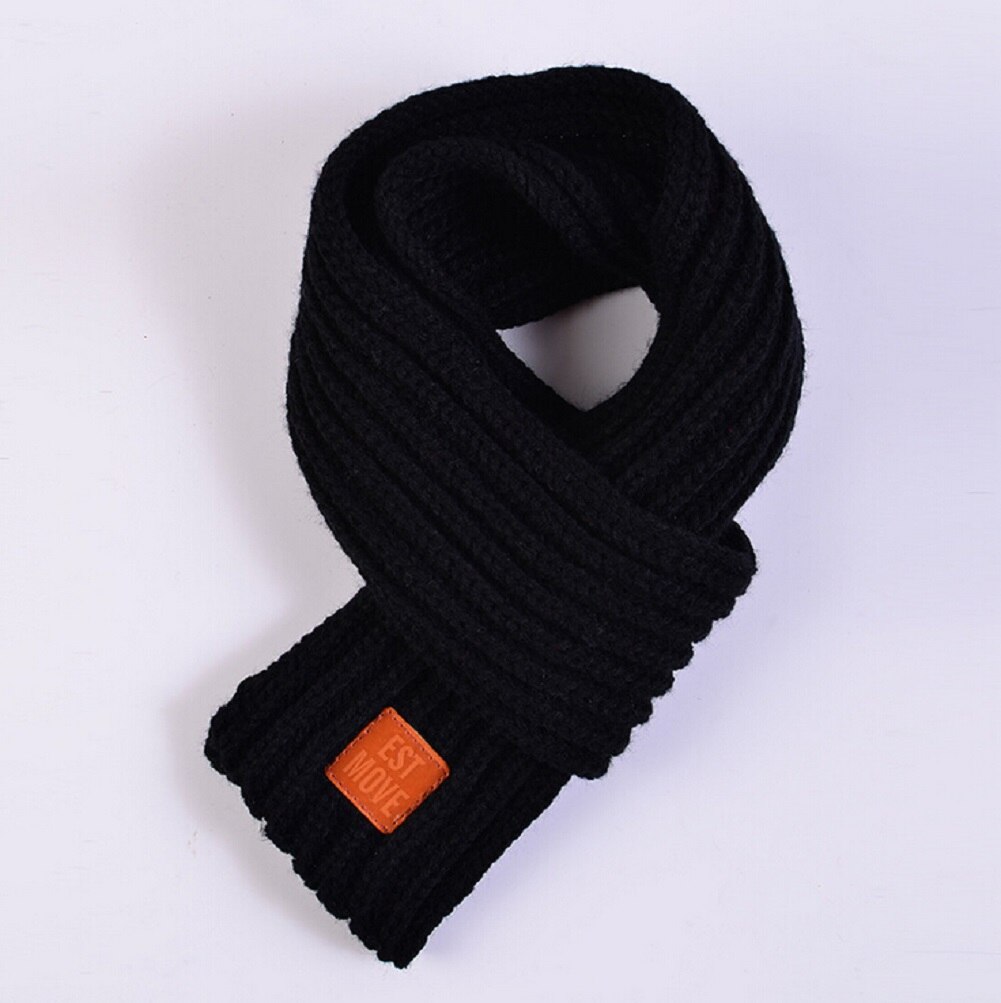 Lovely Boy Girl Kids Knitted Scarf Autumn Winter Warm Solid Scarf Children Girl Boy Knitting Wool Scarf Xmas: Black