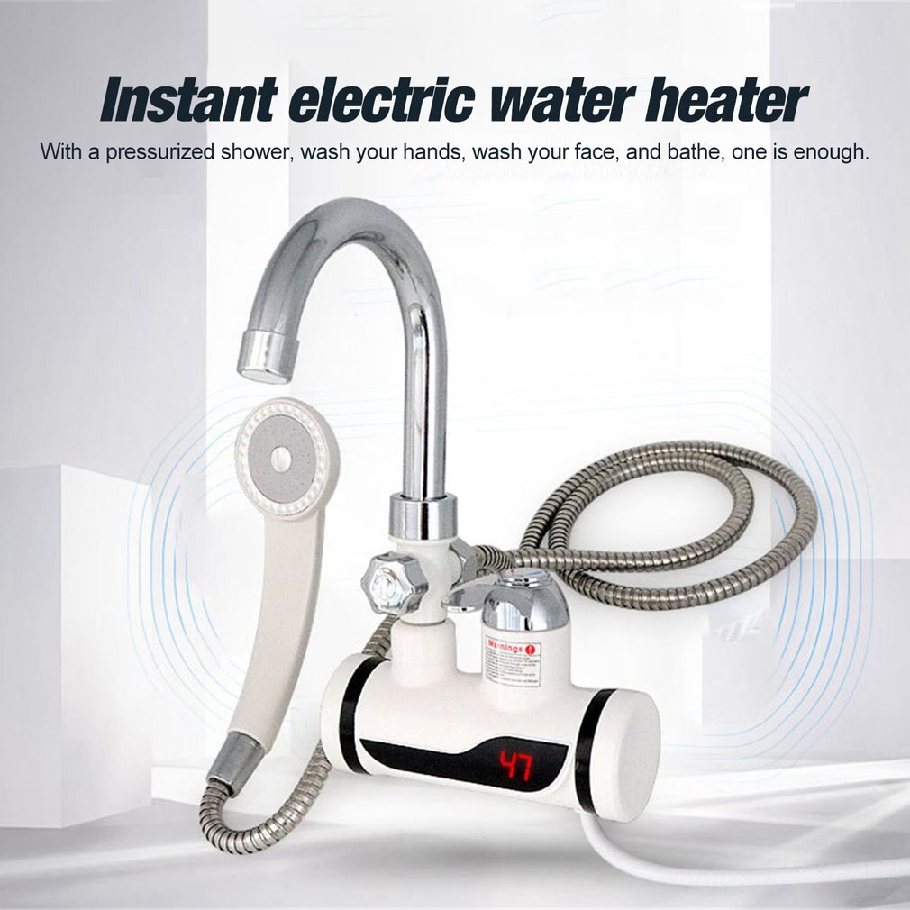 Temperature Display Instant Water Tap Digital Electric Faucet Tankless Kitchen Instant Faucet Water Heater with Shower