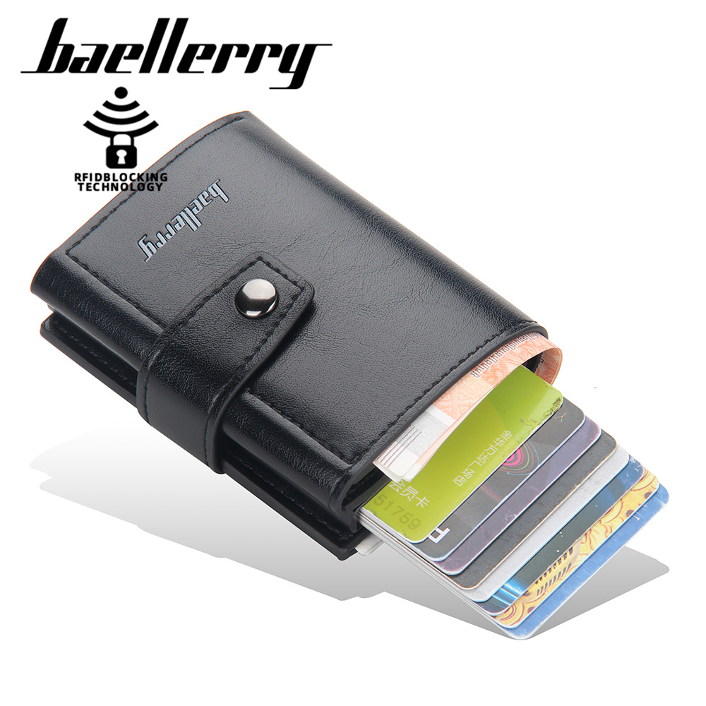 Män korthållare plånbok dam slim smart plånbok rfid svart kreditkortshållare passfodral auto pop up mini plånbok