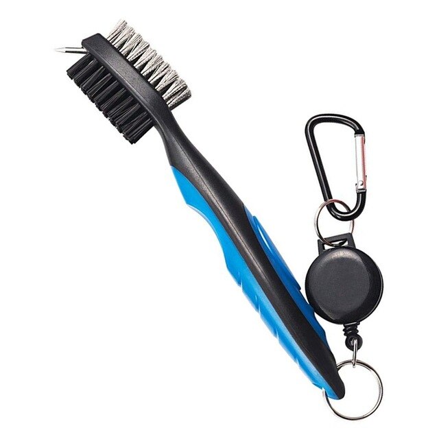 Golf Club Brush Groove Cleaner Met Intrekbare Zip-Lijn En Aluminium Karabijnhaak Cleaning Tools: Blue