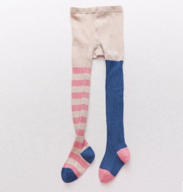 Pantimedias a rayas para niñas pequeñas, mallas de algodón de , pantalones tejidos, ropa de 1 a 8 años, primavera y otoño: Beige / S(height 80-90cm)