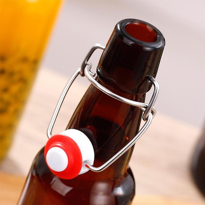 Botella de vidrio sellada con tapa, tapón oscilante para cerveza, con hebilla de enzima, 1 ud.