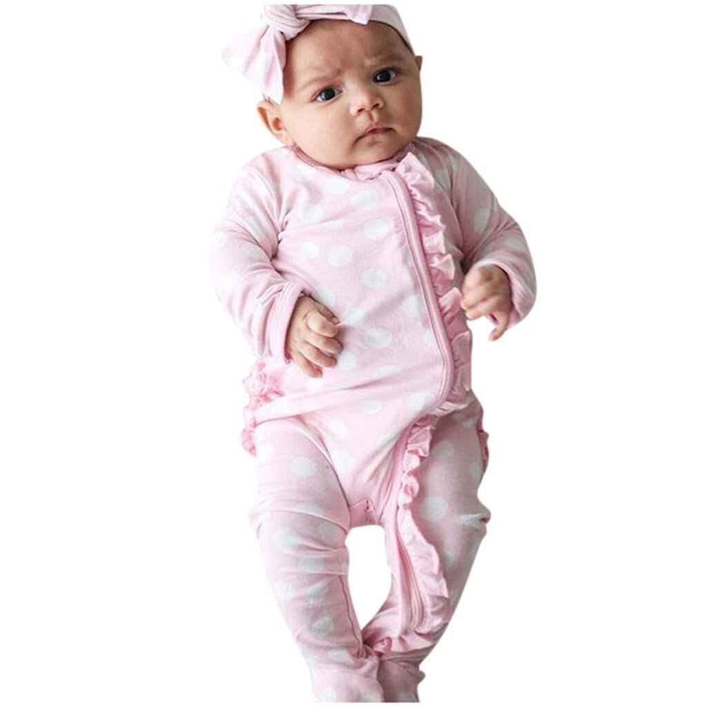 Baby Baby Rompertjes Jongens Meisjes Lange Mouwen Rompertjes Print Ruches Baby Jumpsuit Peuter Kleding # Augustus 30