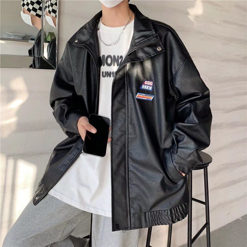 Lente Leren Jas Mannen Vrouwen Koreaanse Trend Br Locomotief Kleding Leren Jas Knappe Hong Kong Stijl Liefhebbers Alle-Match top