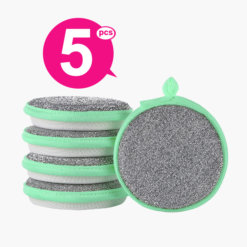 Double Side Dishwashing Sponge Dish Washing Brush Pan Pot Dish Wash Sponges Household Cleaning Reusable Kitchen Tools: Ivory