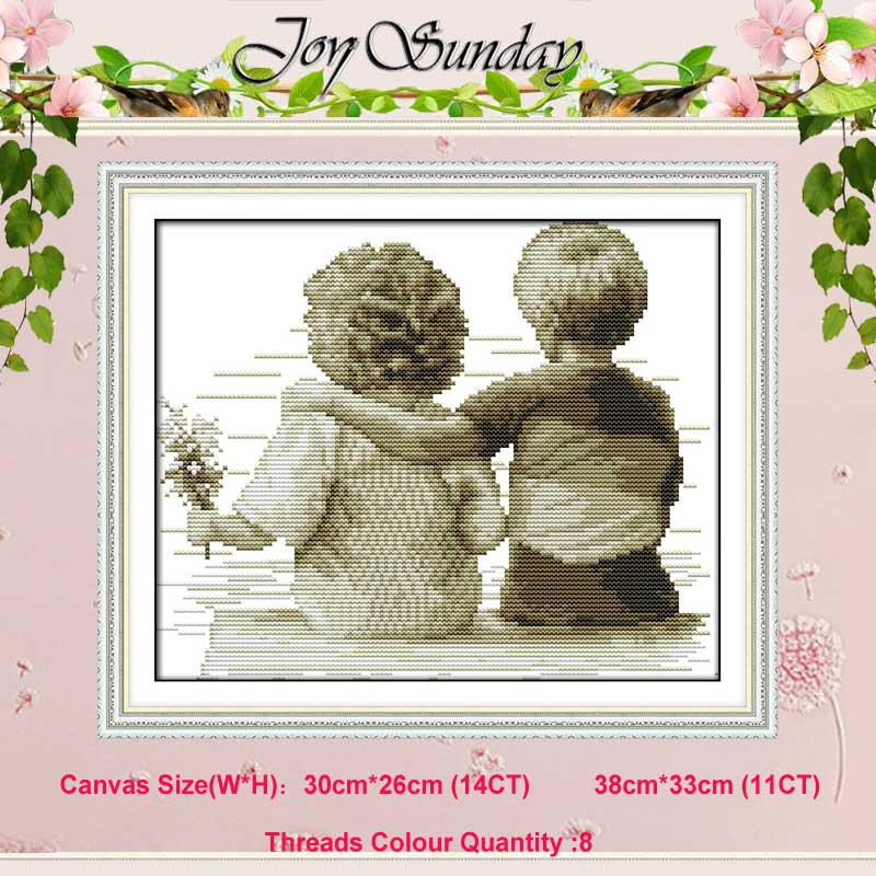 Angel Baby Girl Lover counted Cross Stitch 11CT 14CT Cross Stitch Set DIY Cross-stitch Kit Embroidery Needlework: Plain figure / 14CT picture printed