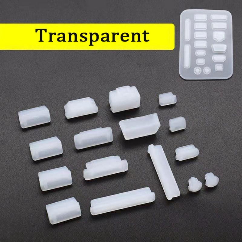 16Pcs Universele Laptop Siliconen Dust Pluggen Anti-Dust Stopper Usb Plug Notebook Pc Poort Opladen Bescherming Stofkap voor Computer: Transparent