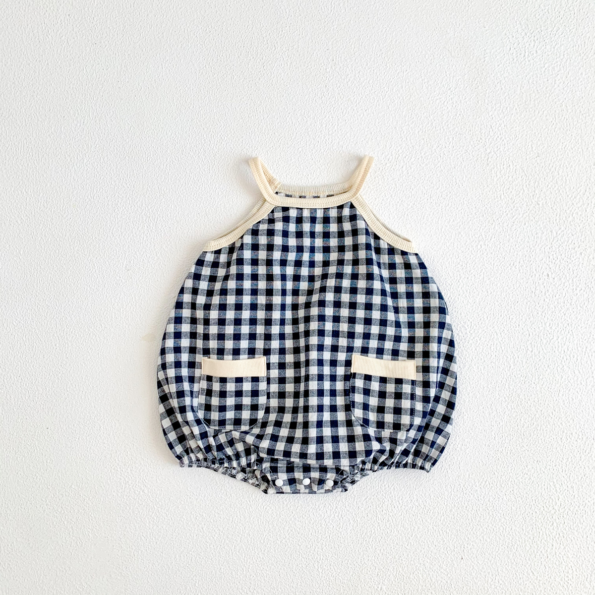 Pelele de verano para bebé para niña, mono sin mangas a cuadros a la para recién nacido, ropa para bebé, estilo informal y versátil de 0 a 2 años: Azul / 3M
