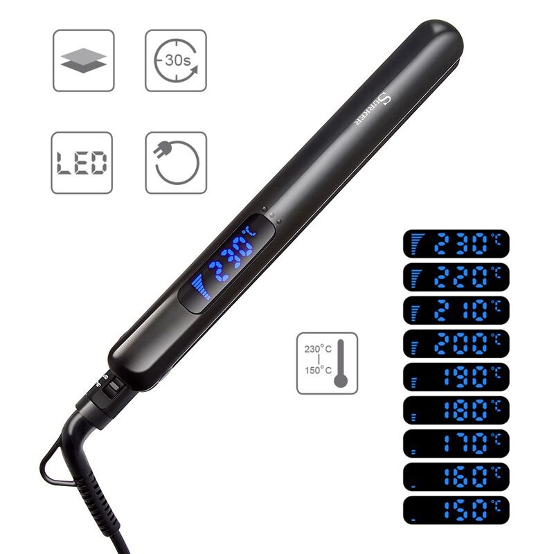 Surker Sk-958 pelo lacio/pelo rizado 2 en 1 placa de titanio nanómetro alisador de pelo recto Lcd pantalla Digital volumen