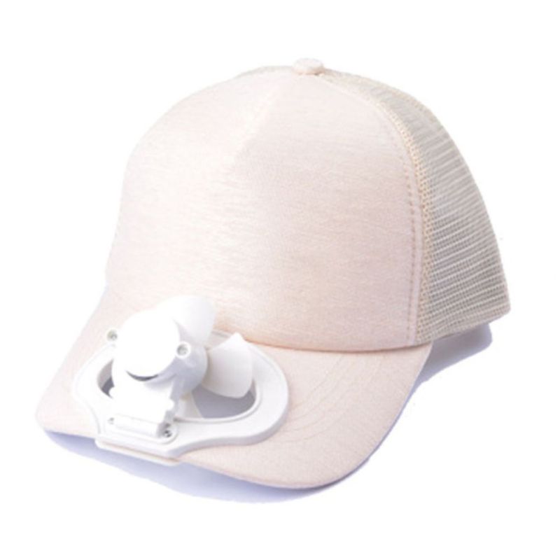 Utomhus unisex fläkthatt usb laddningsfläkt kylning basebollhatt fläktkeps solhatt spetsad keps/panel på kepsens främre hatt: Vit