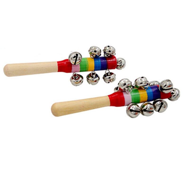 Musical Shaker Orff-instrumente Stock Shaker Schlagzeug 10 glocken regenbogen Glocke Stöcke freundlicher spiel spielzeug Baby rammelaars handvat