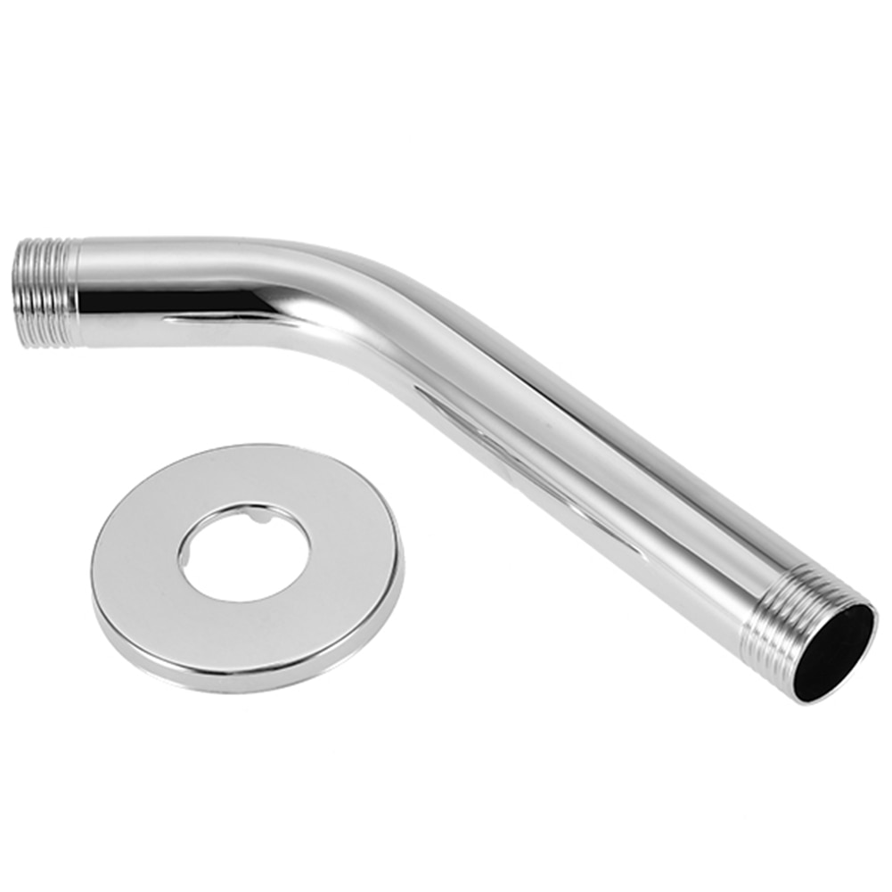 G1/2in Chrome Stainless Steel Round Top Shower Arm Fixed Pipe Wall Mount Bracket Bar Bathroom Ceiling Shower Head Extension Rod