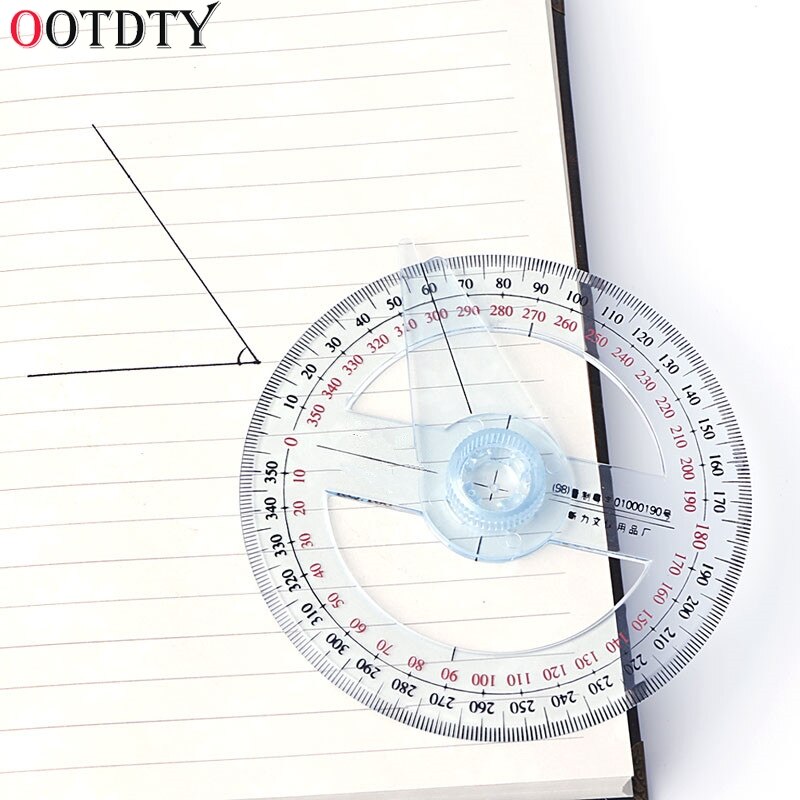 Plastic 360 Degree Protractor Ruler Angle Finder Swing Arm School Office
