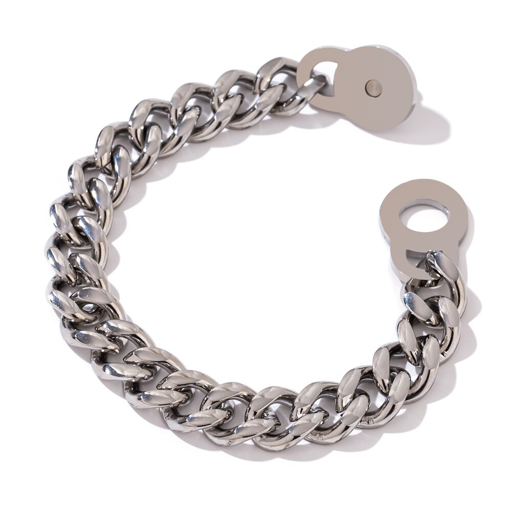 Yhpup 316L Pulseira De Metal Em Aço Inoxidável de Alta Qualidade Heavy Metal браслеты 18 K Banhado A Cadeia Declaração Jóias Bijoux Femme: Steel