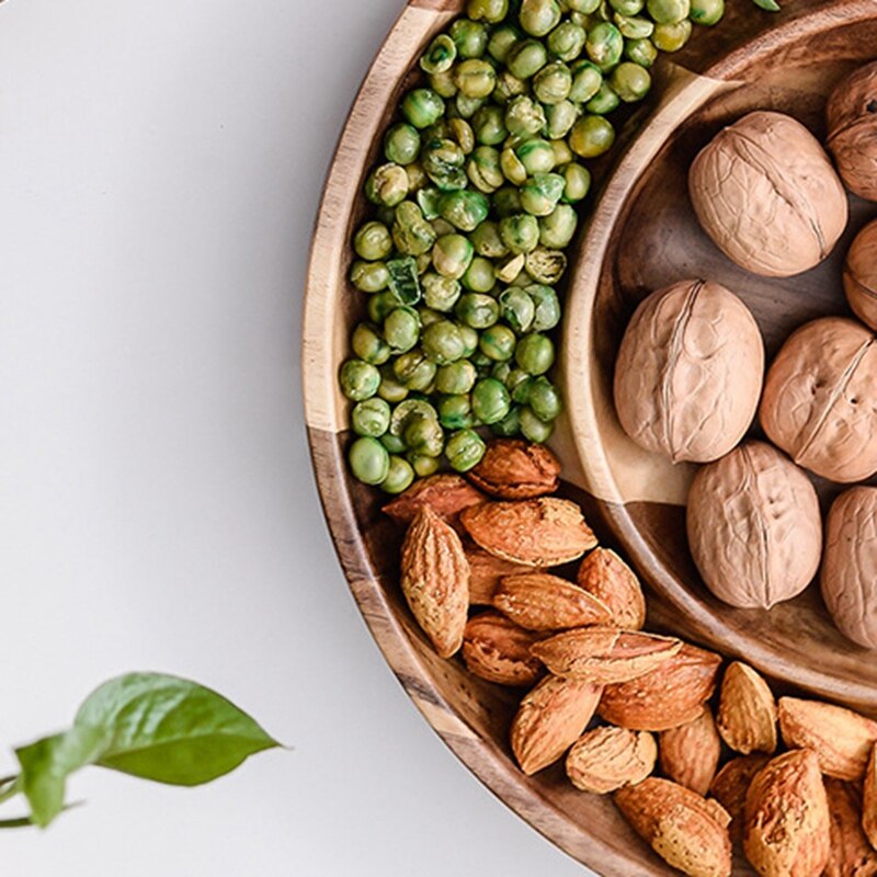 Double Layer Snacks Candy Wooden Plate Nut Dried Fruit Snack Fruit Dish Storage Trays