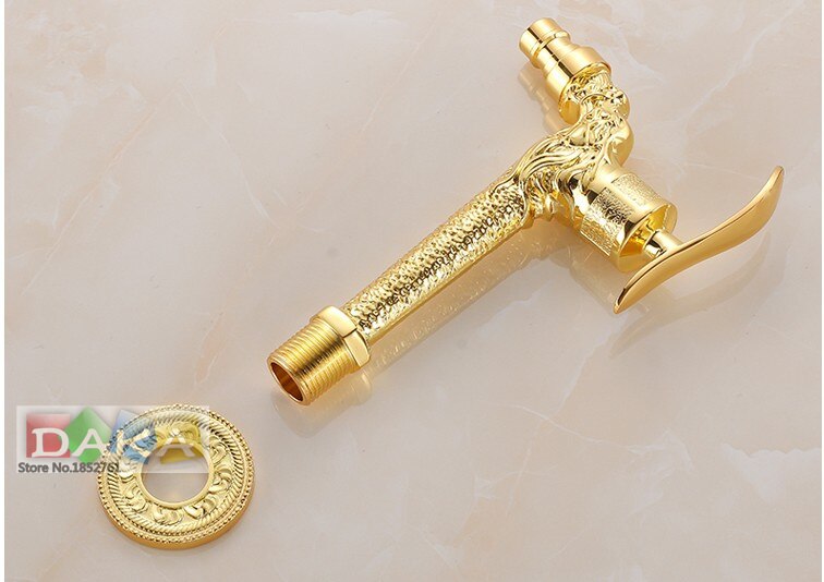 Euro Luxury Gold Finish Bibcock Faucet Tap/ Wall Mount Single Lever Water Sink Faucet /Washing Machine Water Faucet Taps