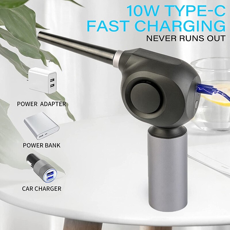 Snoerloze Elektrische Perslucht Stofdoek-Blower &amp; Vacuüm 2-In-1, vervangt Ingeblikte Lucht Spray Cleaner Voor Computer Toetsenbord