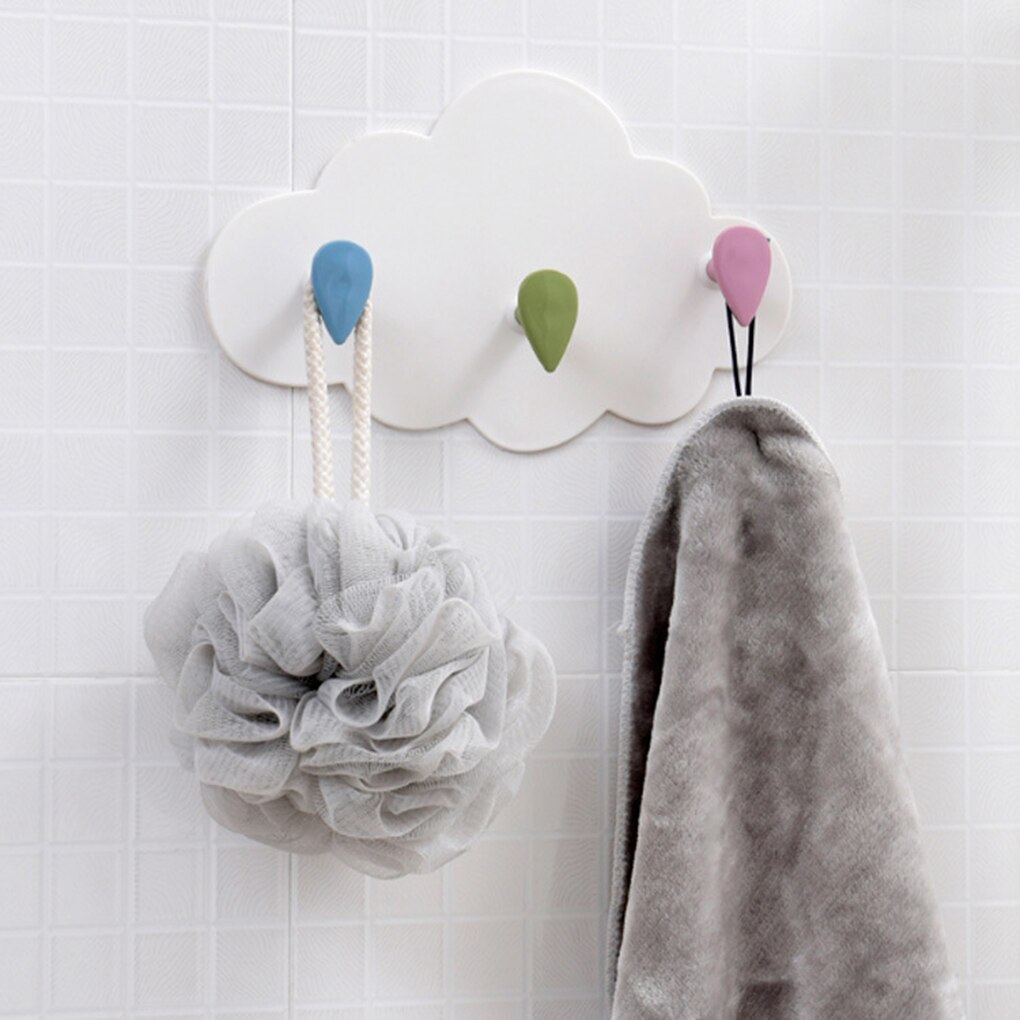 Cloud Vormige Zelfklevende Sleutel Handdoek Doek Haken Geen Boren Sticky Plastic Organizer