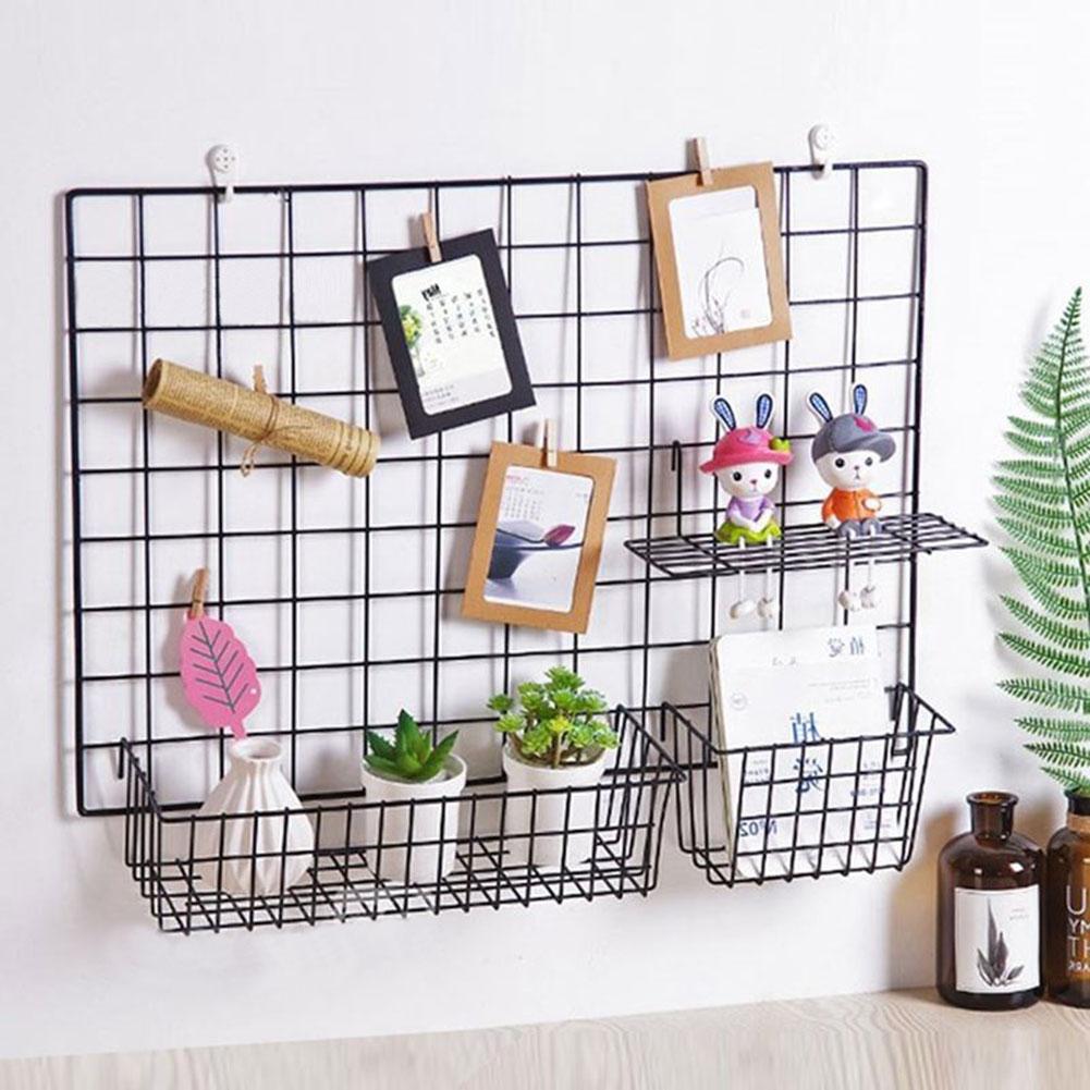 Wall Decoration Iron Grid Decor Photo Frame Postcards DIY Wall Art Display Storage Rack Multifunction Mesh Wire Metal Wall Shelf