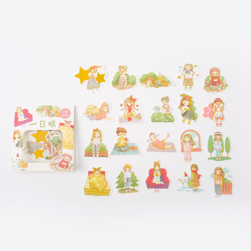Eating Snacks Series Cute Sticker Custom Stickers Diary Stationary Flakes Scrapbook DIY Decorative Label flower Stickers set: 15