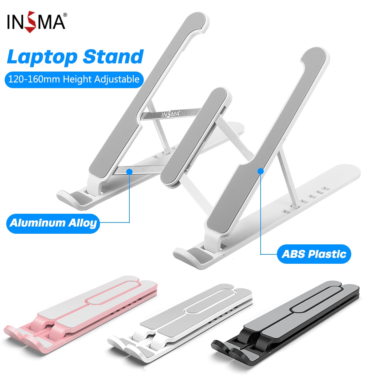 Insma P1 Pro Opvouwbare Abs & Aluminium Foldabl Laptop Tablet Stand Draagbare Desktop Houder Verstelbare Laptop Accessoires